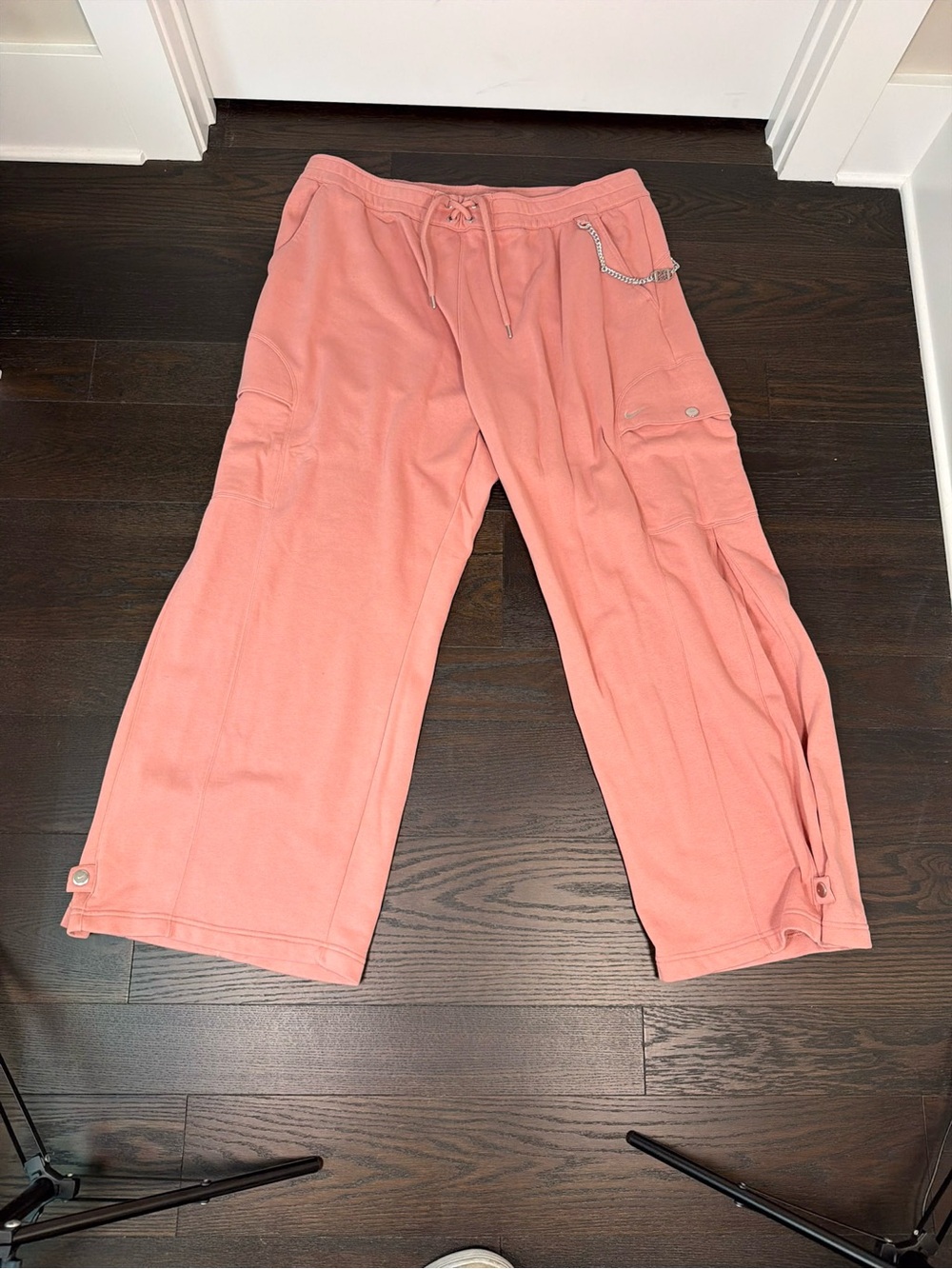 Coral Cargo Sweatpants with Drawstring